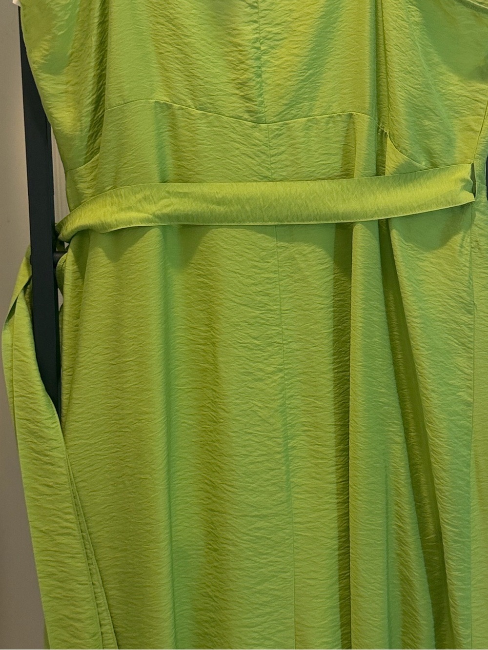 Lime Green Wrap Dress with Ruffle Side Tie Beach Vacation Dress Wedding Guess - Picture 12 of 16